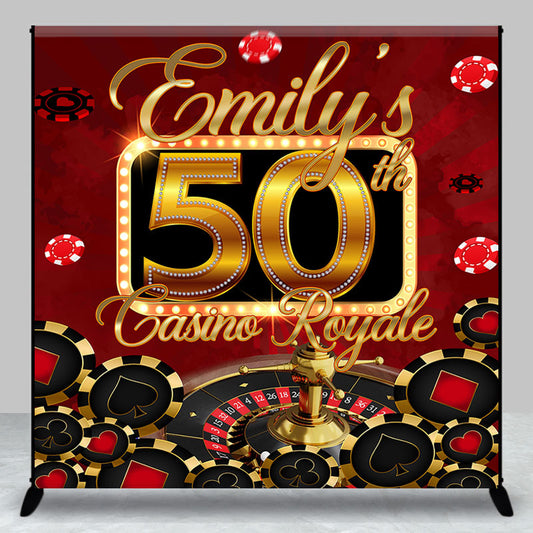 Lofaris Casino 50th Birthday Theme Black Red Custom Backdrop