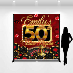 Lofaris Casino 50th Birthday Theme Black Red Custom Backdrop