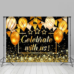 Lofaris Celebrate Golden Glitter Balloon graduation Backdrop