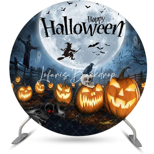 Lofaris Cemetery Pumpkin Moon Night Happy Halloween Backdrop