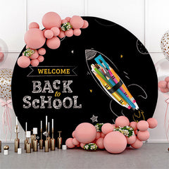 Lofaris Chalk Drawing Round Back to School Backdrop Cover