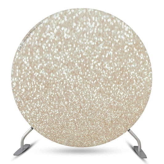 Lofaris Champagne Glitter Bokeh Round Birthday Party Backdrop
