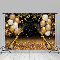 Lofaris Champagne Gold Glitter Balloon New Year Backdrop