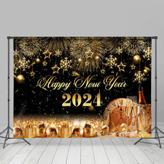 Lofaris Champagne Sparkle Gold 2024 Happy New Year Backdrop