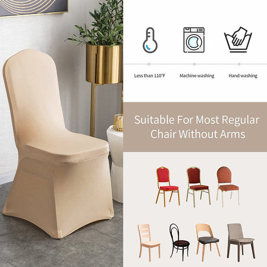 Lofaris Champagne Stretch Spandex Banquet Chair Slipcovers
