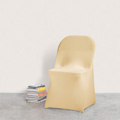 Lofaris Champagne Stretch Spandex Banquet Folding Chair Cover