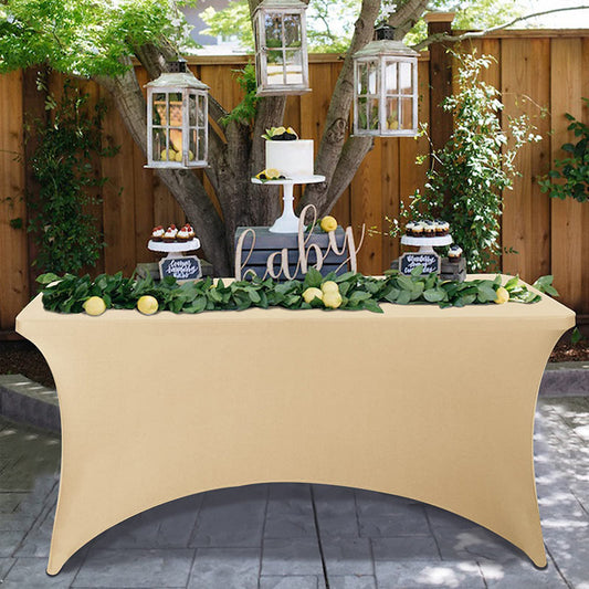 Lofaris Champange Fitted Spandex Rectangle Banquet Table Cover