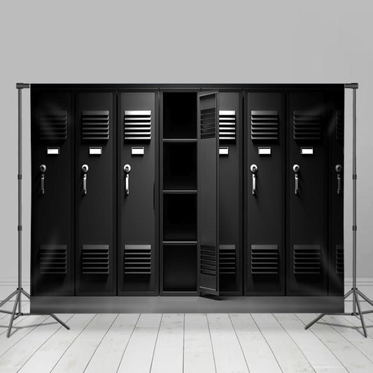 Lofaris Changing Room Black Locker Back To School Backdrop