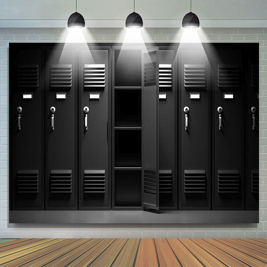 Lofaris Changing Room Black Locker Back To School Backdrop