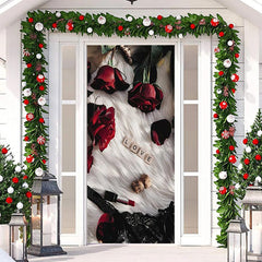 Lofaris Charming Love Red Rose Fur Valentines Door Cover