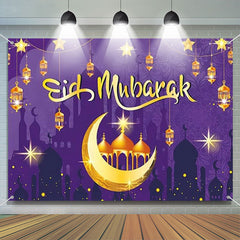 Lofaris Charming Purple Blessed Month Eid Mubarak Backdrop