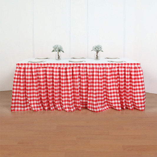 Lofaris Checkered Polyester Table Skirt for Kitchen Decor