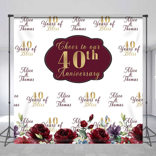 Lofaris Cheer To 40th Anniversary Custom Repeat Backdrop