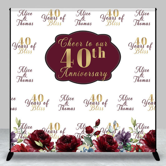 Lofaris Cheer To 40th Anniversary Custom Repeat Backdrop