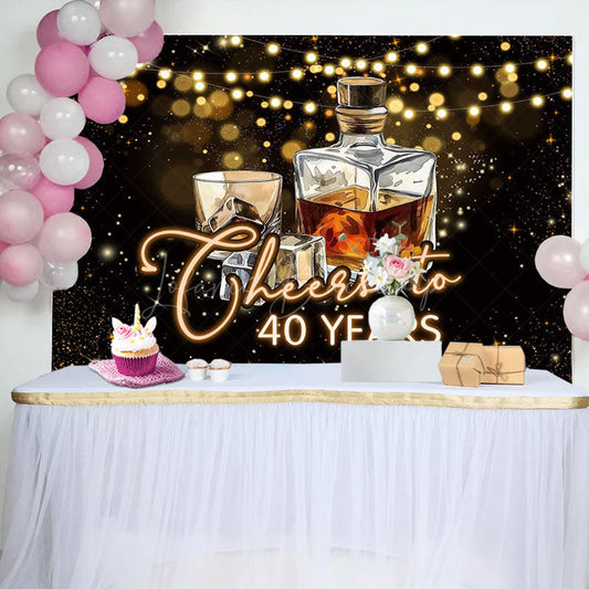 Lofaris Cheers To 40 Years Wine Glass Birthday Backdrop