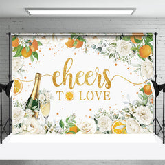 Lofaris Cheers To Love Orange Floral Leaves Wedding Backdrop