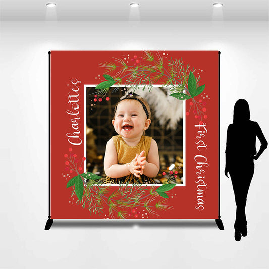 Lofaris Cherry Christmas Red Custom 1st Birthday Backdrop