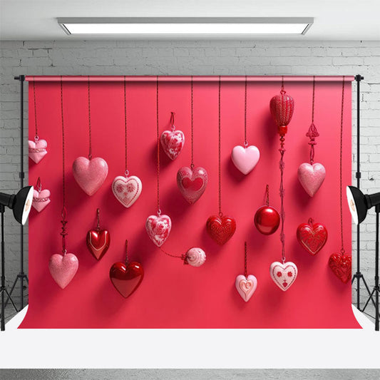 Lofaris Chic Red Pink Various Heart Valentines Day Backdrop
