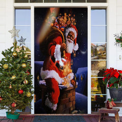 Lofaris Chimney Santa Claus Roof Night Christmas Door Cover
