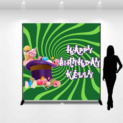 Lofaris Chocolate Candyland Green Custom Birthday Backdrop