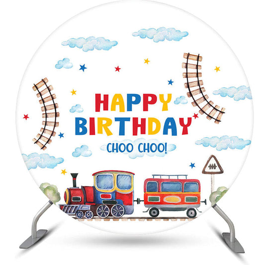 Lofaris Choo Cloud Track Train Round Birthday Backdrop