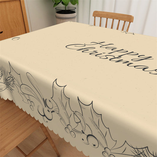 Lofaris Christmas Ball Grass Pattern Beige Kitchen Tablecloth