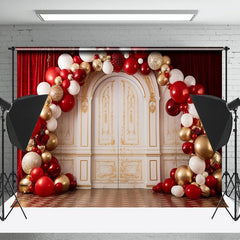 Lofaris Christmas Balloon Arch White Gate Photo Backdrop