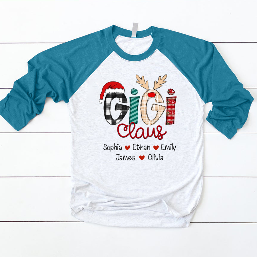 Lofaris Christmas Claus Grandkid Custom Name Baseball Shirt
