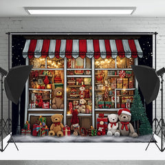Lofaris Christmas Gift Store Bear Portrait Photo Backdrop