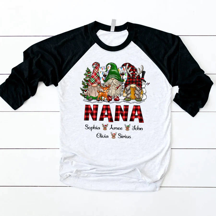 Lofaris Christmas Gnomes For Kid Custom Name Baseball Shirt