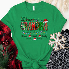 Lofaris Christmas Lights Blessed Hats Grandma Kids T - Shirt