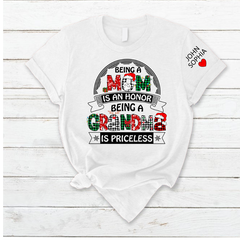 Lofaris Christmas Mom Grandma Kids Custom Name T - Shirt