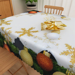 Lofaris Christmas Tree Gold Glitter Snow Flake Tablecloth