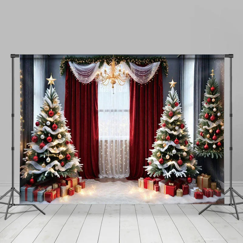 Lofaris Christmas Tree Window Gifts Photoshoot Backdrop