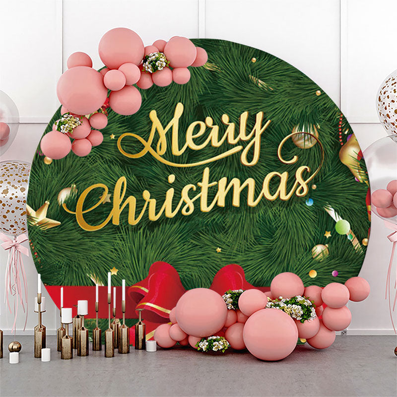 Lofaris Christmas Tree With Bowknot Circle Backdrop Cover