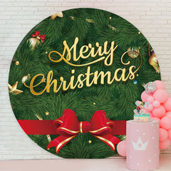 Lofaris Christmas Tree With Bowknot Circle Backdrop Cover