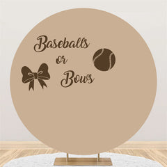 Lofaris Circle Baseball Or Bow Brown Gender Reveal Backdrop