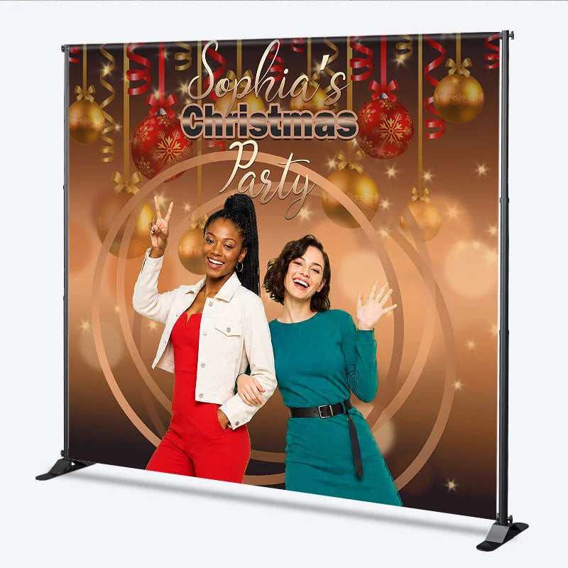 Lofaris Circle Bauble Custom Photo Christmas Party Backdrop