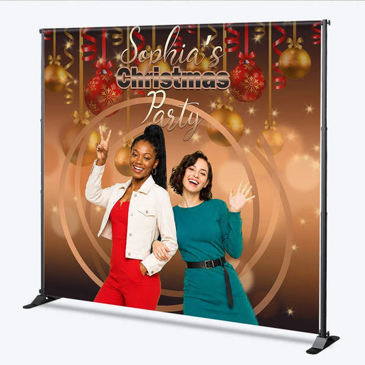 Lofaris Circle Bauble Custom Photo Christmas Party Backdrop