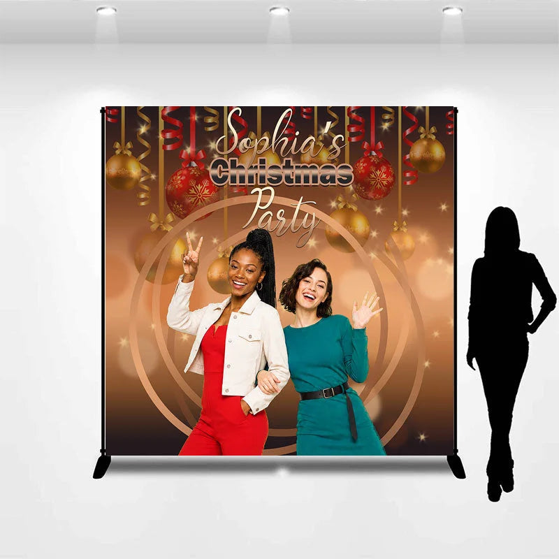 Lofaris Circle Bauble Custom Photo Christmas Party Backdrop