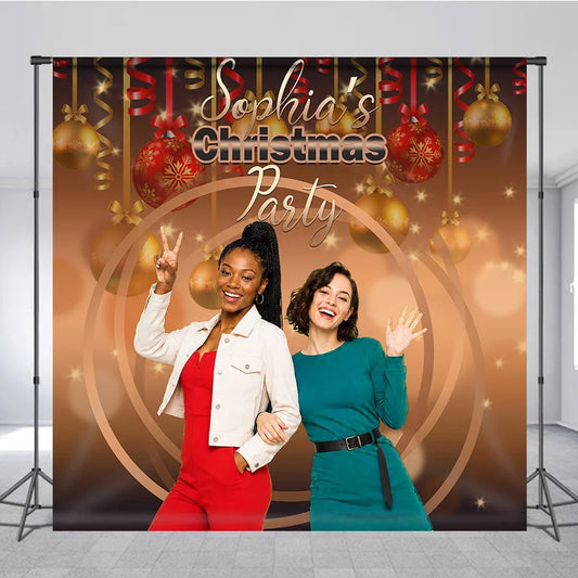 Lofaris Circle Bauble Custom Photo Christmas Party Backdrop