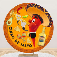 Lofaris Circle Cinco Mayo Cute Chili Mexican Fiesta Backdrop