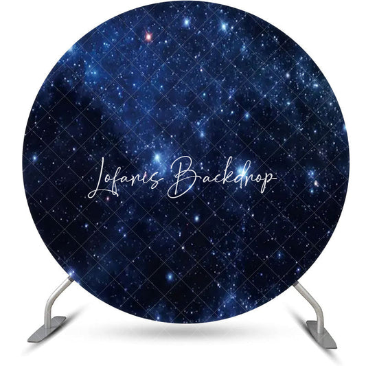 Lofaris Circle Dark Blue Universe Stars Birthday Backdrop