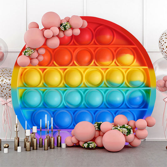 Lofaris Circle Pop It Pattern Round Birthday Party Backdrop Kit