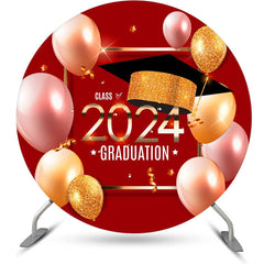 Lofaris Circle Red Glitter Balloons Backdrop For Graduation