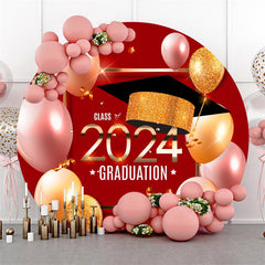 Lofaris Circle Red Glitter Balloons Backdrop For Graduation