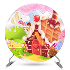 Lofaris Circle Summer Ice Cream House Birthday Backdrop Kit