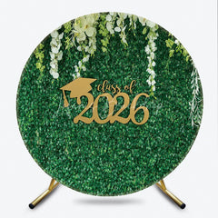 Lofaris Circle White Floral Green Leaf Class Of 2026 Backdrop
