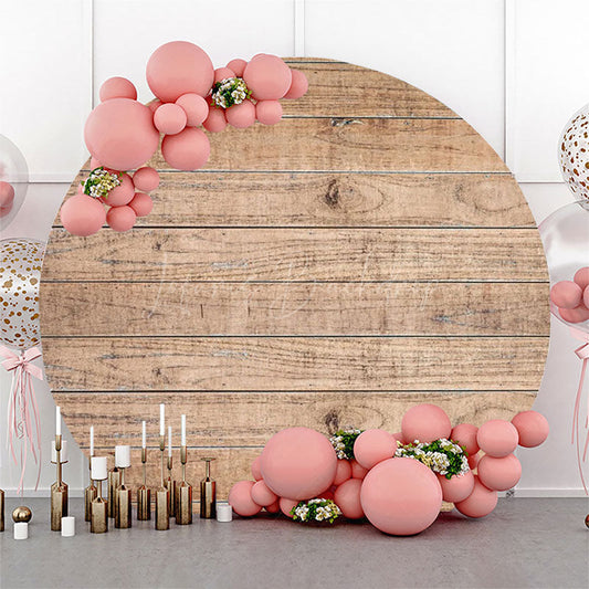 Lofaris Circle Wooden Textured Simple Baby Shower Backdrop