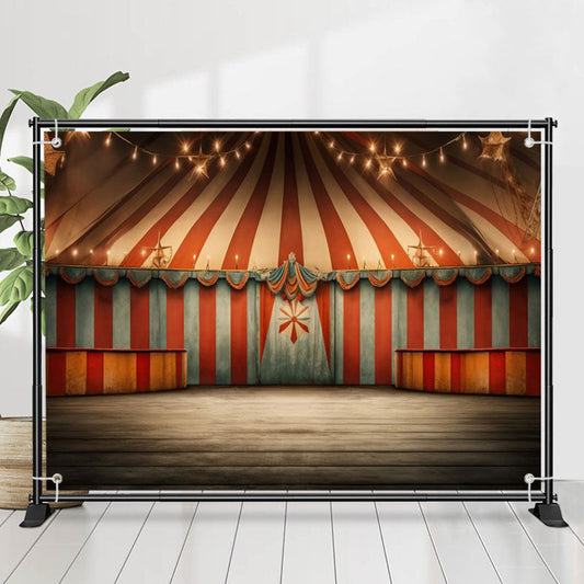 Lofaris Circus Mill Tent Red Stripes Light Birthday Backdrop